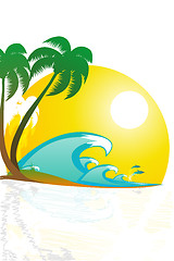 Image showing 5 Abillustration of tropical landscape with beach with palm tree