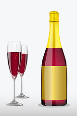 Image showing wine glass with bottle