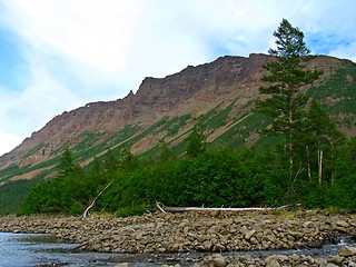 Image showing Mountains of Putorana plateau - aerial view