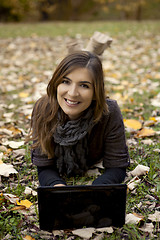 Image showing Woman working outdoor