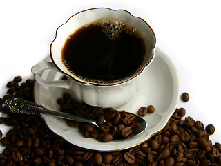 Image showing grains coffee and cup 