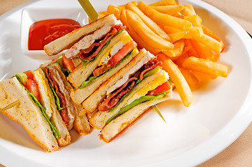 Image showing triple decker club sandwich