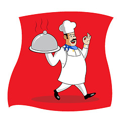 Image showing cook serving food