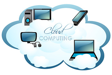 Image showing computers on cloud