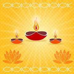 Image showing diwali card decorated with diya