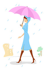 Image showing lady in rainy day