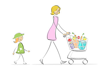 Image showing mother and daughter shopping