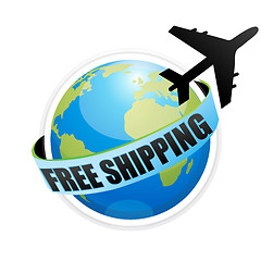 Image showing free shipping with aeroplane