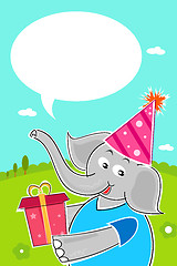 Image showing elephant with birthday gift