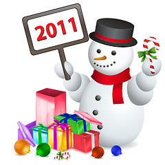 Image showing snowman welcoming new year