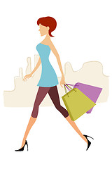 Image showing lady with shopping bags