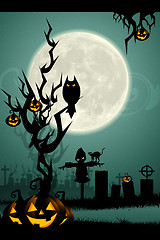 Image showing halloween night in graveyard