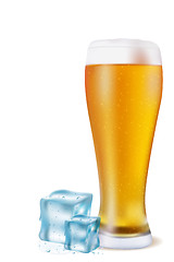 Image showing beer glass with ice cubes