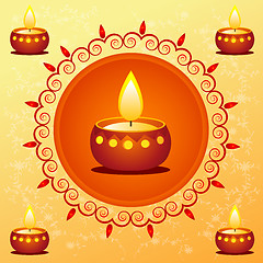 Image showing diwali card decorated with diya