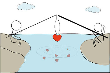 Image showing couple fishing heart