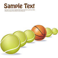 Image showing basket ball in between tennis balls