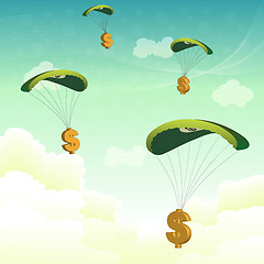 Image showing dollar parachutes