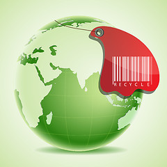 Image showing globe with barcode