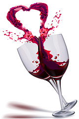 Image showing wine splashing out in heart shape