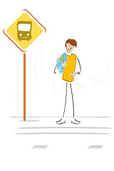 Image showing student waiting at bus stop