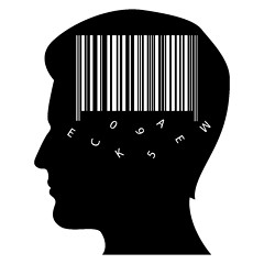 Image showing man's mind with barcode