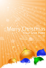 Image showing merry christmas card with balls and stars