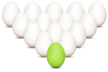 Image showing group of eggs with unique green egg