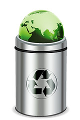 Image showing recycle bin with globe