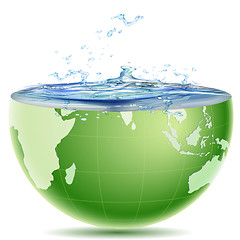 Image showing globe core with water splashing out