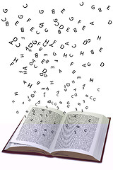 Image showing book with flying text