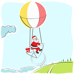 Image showing santa flying in parachute