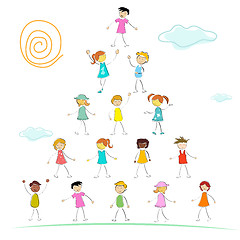 Image showing kid forming a pyramid