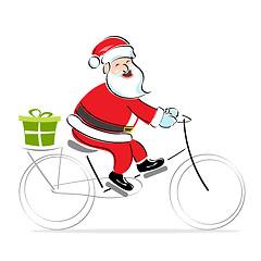 Image showing santa on cycle wishing merry christmas