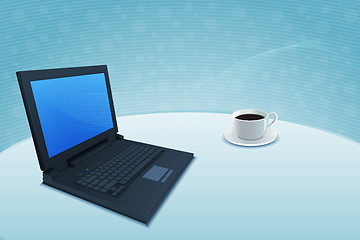 Image showing laptop with coffee