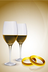 Image showing wine glass with gold