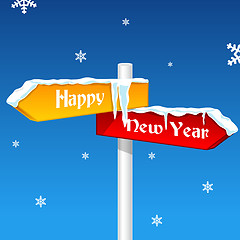 Image showing new year card with direction board