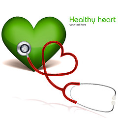 Image showing healthy heart with stethoscope