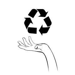 Image showing caring hand with recycle icon