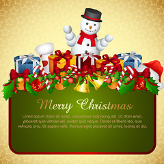 Image showing christmas card with presents and snowman