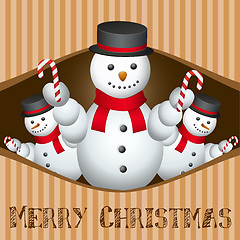 Image showing merry christmas card with snow man