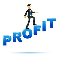 Image showing businessman climbing on profit text