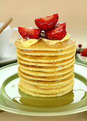 Image showing Strawberry Pancake Stack