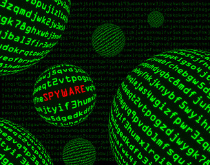 Image showing Spyware among spheres of machine code