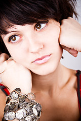 Image showing brunette lady with bracelets