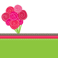 Image showing Bouquet of pink roses. Vector illustration