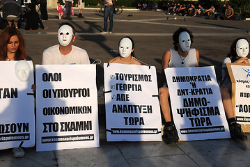 Image showing White-Masked Protesting in Athens