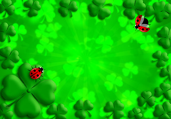 Image showing Shamrock Leaves Lucky Ladybug for St Patricks Day