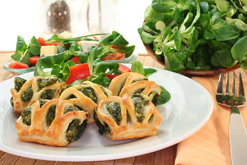 Image showing Puff pastry with spinach and cheese filling