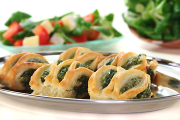 Image showing Puff pastry with spinach and cheese filling