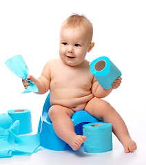 Image showing Child on potty